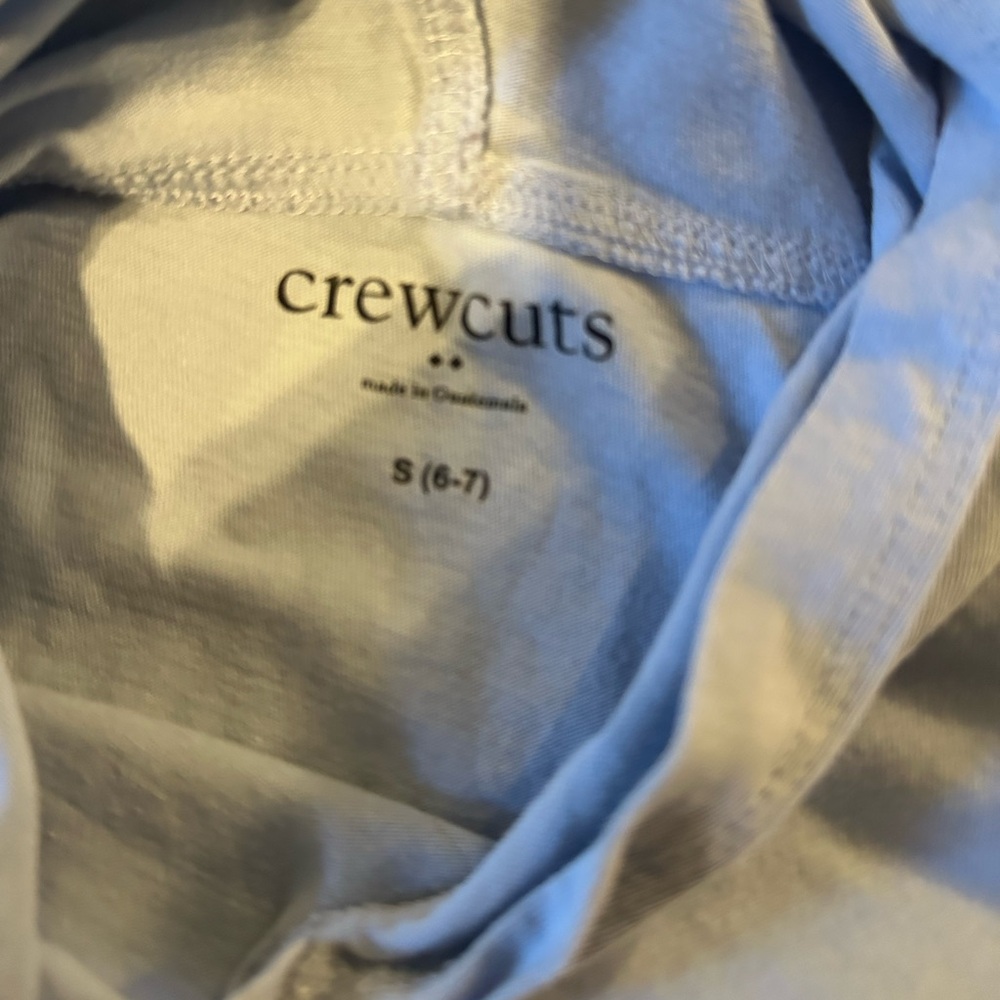 J Crew Boys' ski lift graphic jersey hooded tee
Size: S
Color: FADED CHAMBRAY - Picture 5 of 6